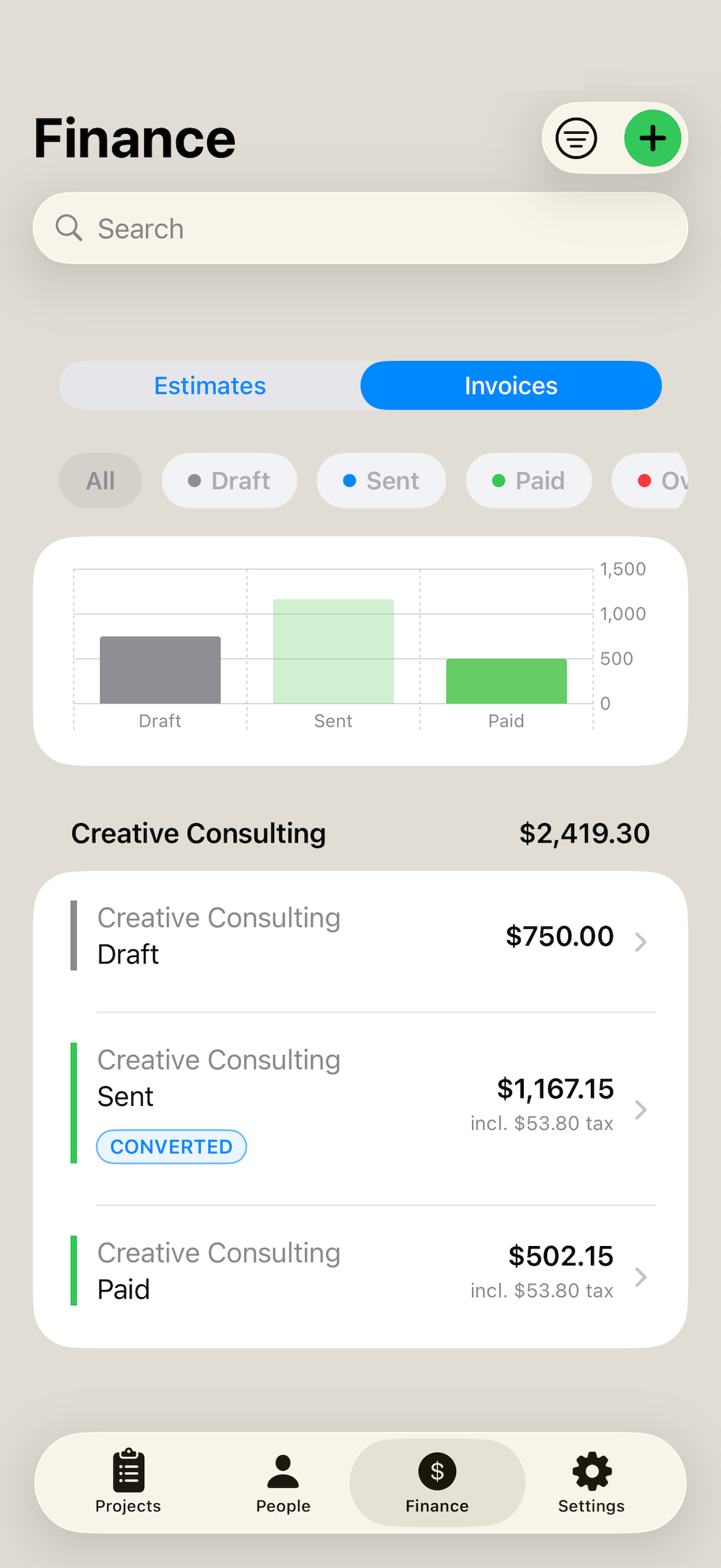 Invoices in Pocket Boss Pro